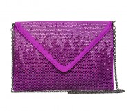 Evening Bag - Satin Envelope Clutch w/ Gradient Colored Rhinestones - Purple -BG-EBP2043PL